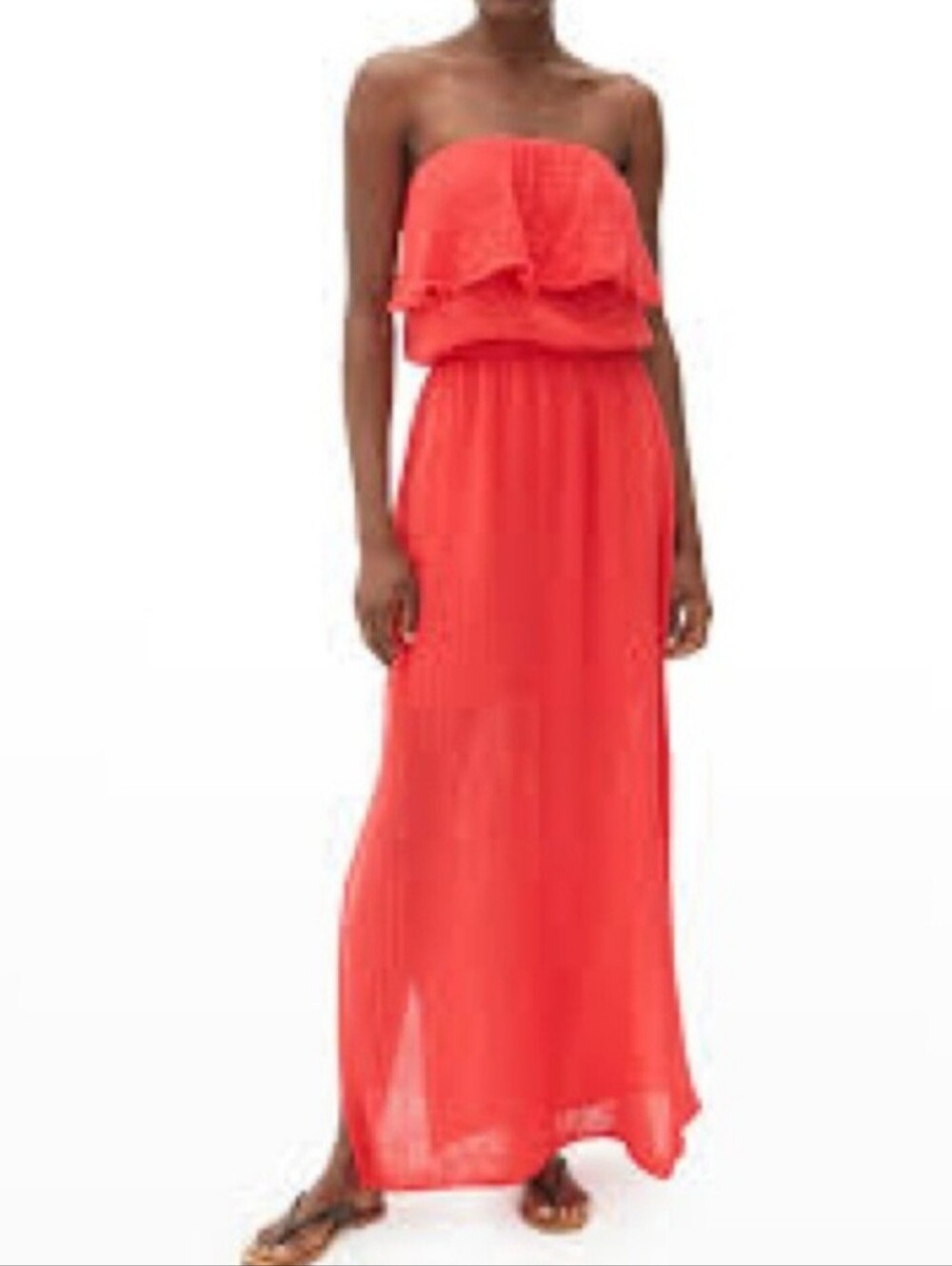 Michael Stars Tara Double Gauze Strapless Maxi Dress in Red Size XS